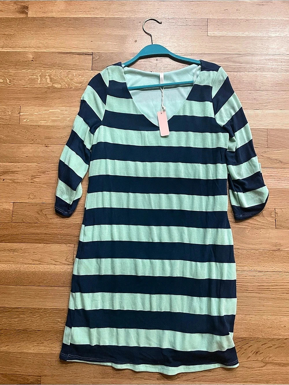 PINKBLUSH Striped Mini Dress in Green & Blue Size Small NWT